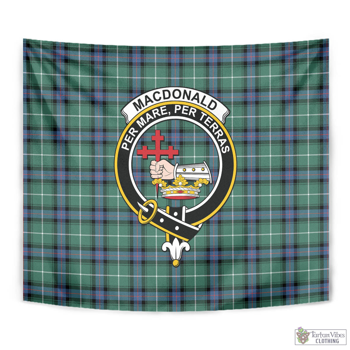 Tartan Vibes Clothing MacDonald of the Isles Hunting Ancient Tartan Tapestry Wall Hanging and Home Decor for Room with Family Crest