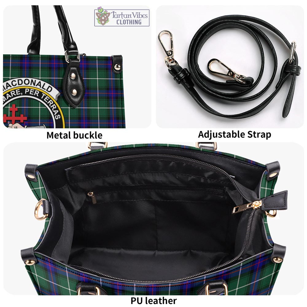 Tartan Vibes Clothing MacDonald of the Isles Hunting Modern Tartan Luxury Leather Handbags with Family Crest