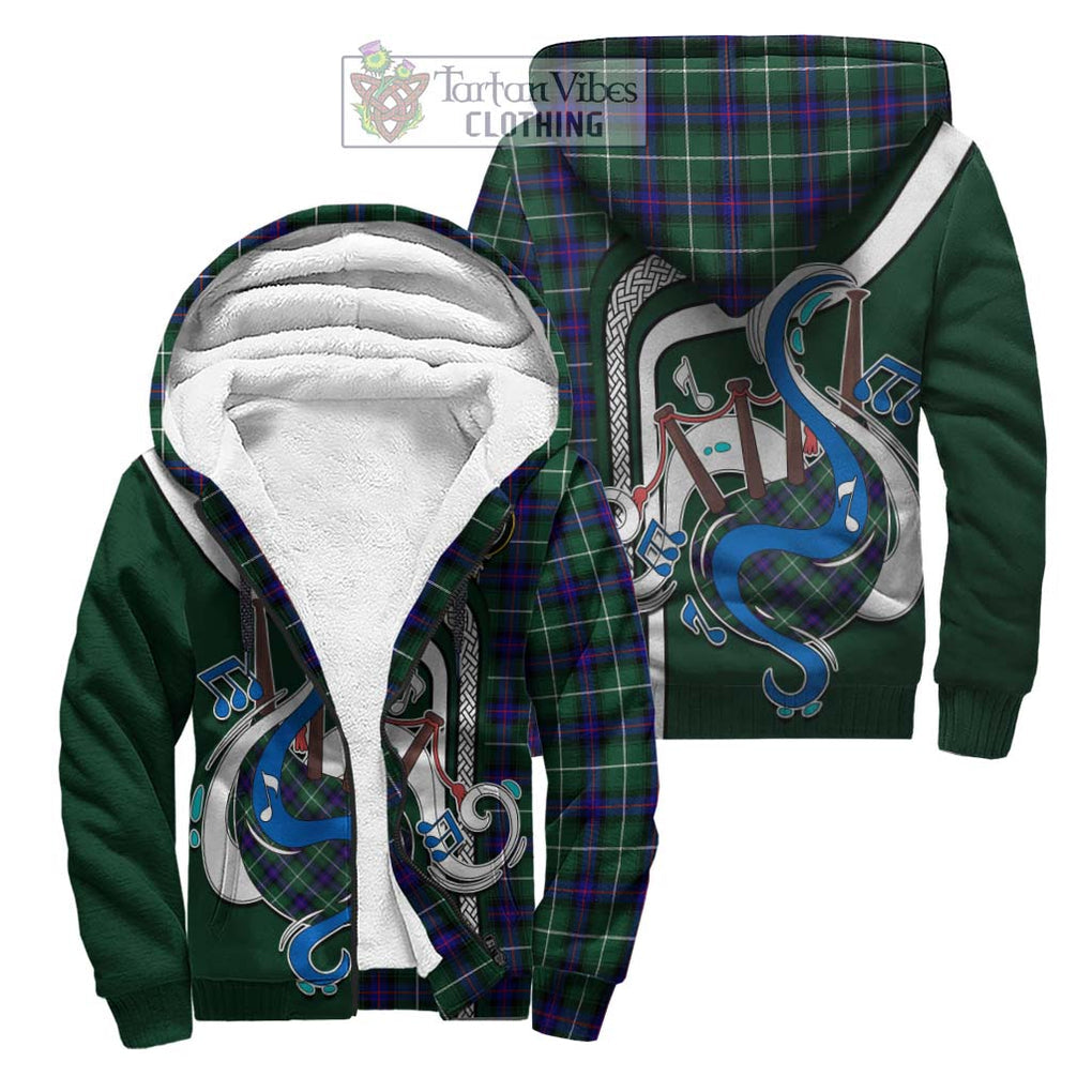 MacDonald of the Isles Hunting Modern Tartan Sherpa Hoodie with Epic Bagpipe Style Unisex S - Tartanvibesclothing Shop