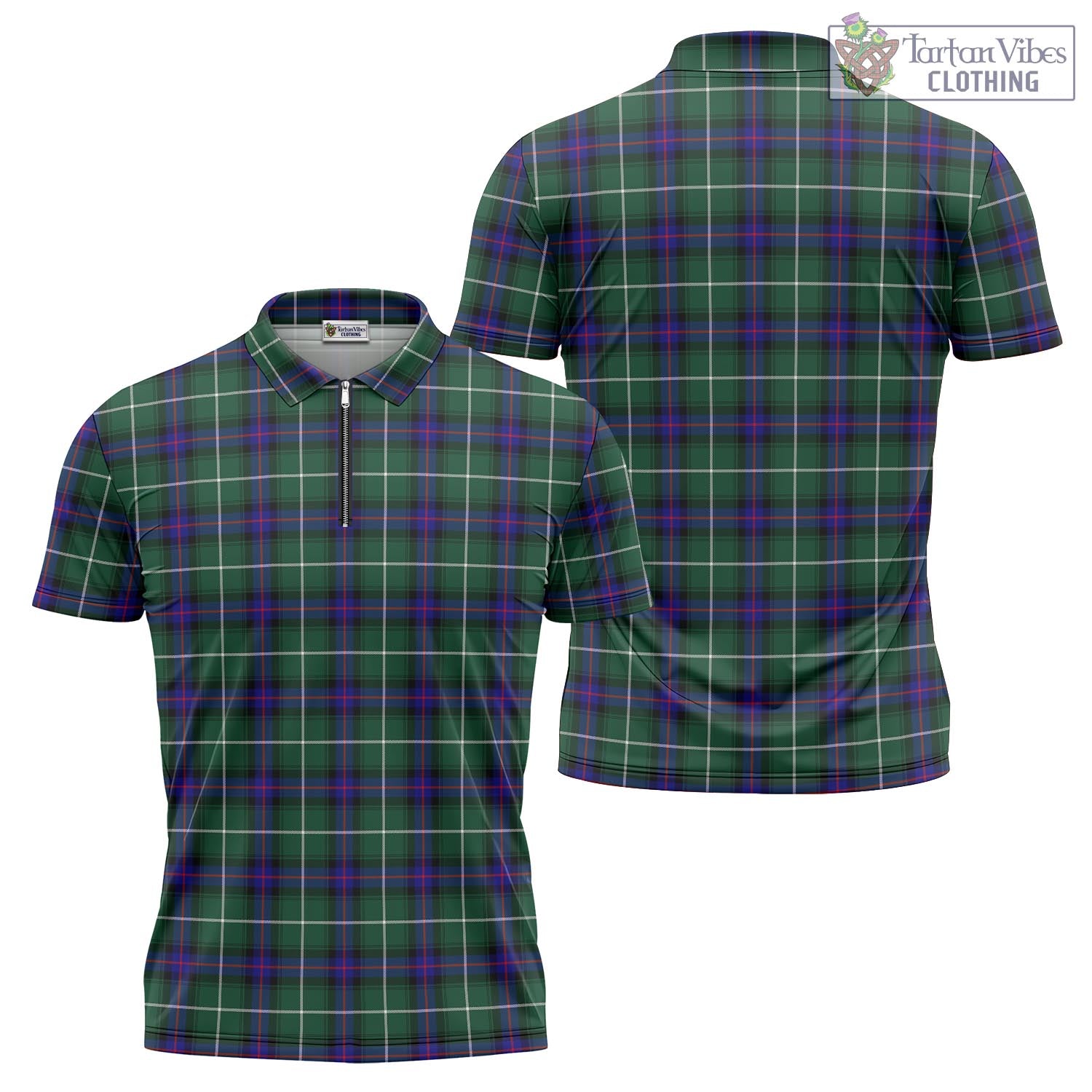 Tartan Vibes Clothing MacDonald of the Isles Hunting Modern Tartan Zipper Polo Shirt