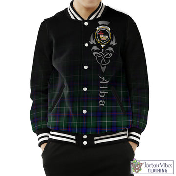 MacDonald of the Isles Hunting Modern Tartan Baseball Jacket Featuring Alba Gu Brath Family Crest Celtic Inspired