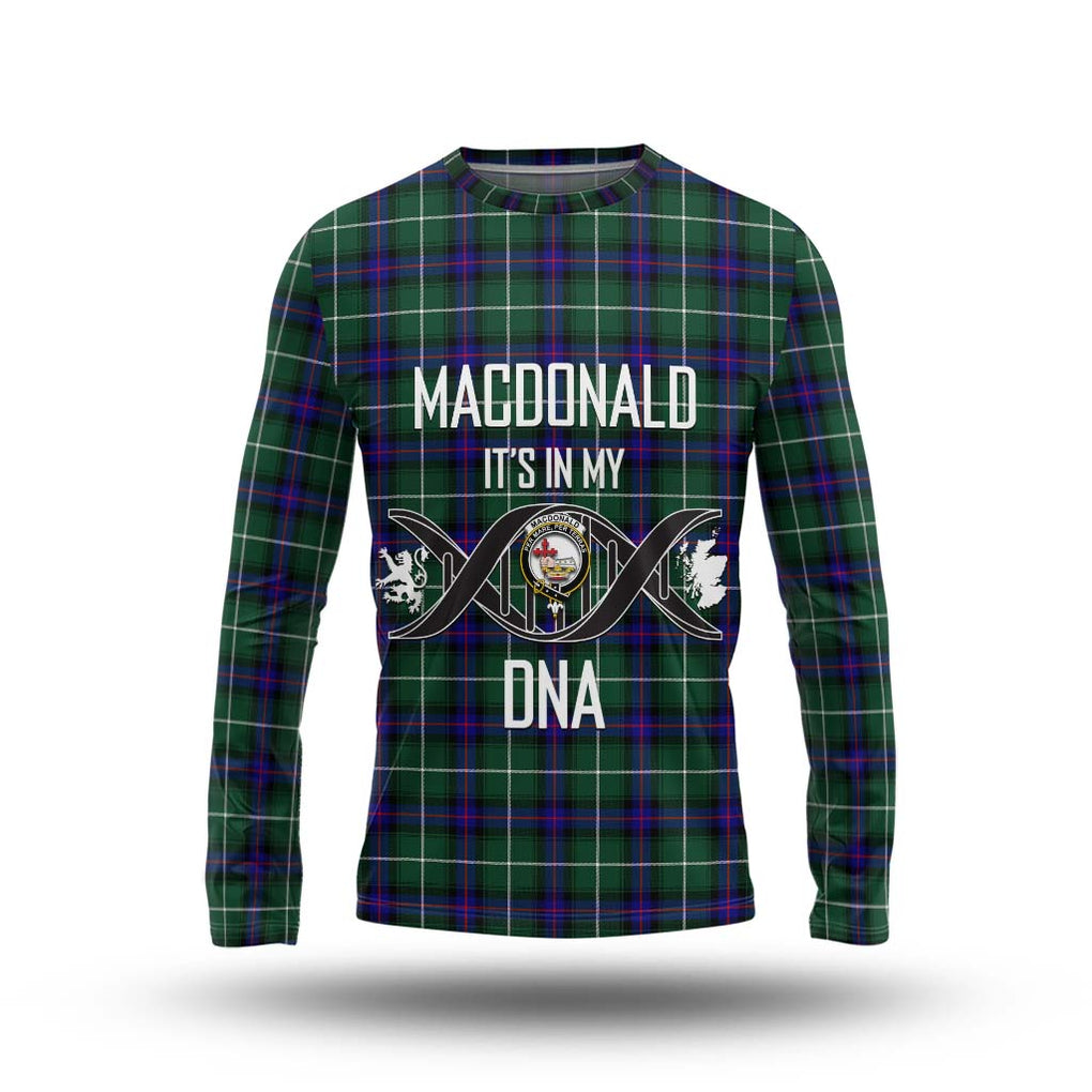 MacDonald of the Isles Hunting Modern Tartan Long Sleeve T-Shirt with Family Crest DNA In Me Style Unisex - Tartanvibesclothing Shop