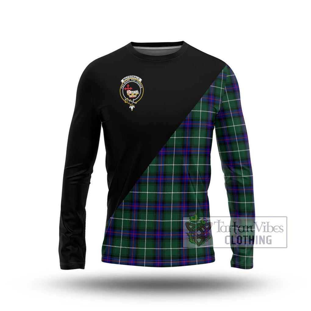 MacDonald of the Isles Hunting Modern Tartan Long Sleeve T-Shirt with Family Crest and Military Logo Style Unisex - Tartanvibesclothing Shop