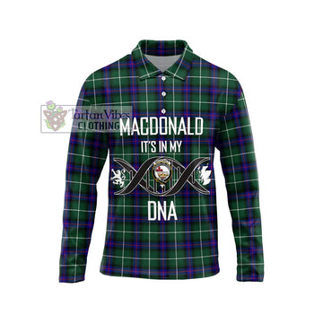 MacDonald of the Isles Hunting Modern Tartan Long Sleeve Polo Shirt with Family Crest DNA In Me Style