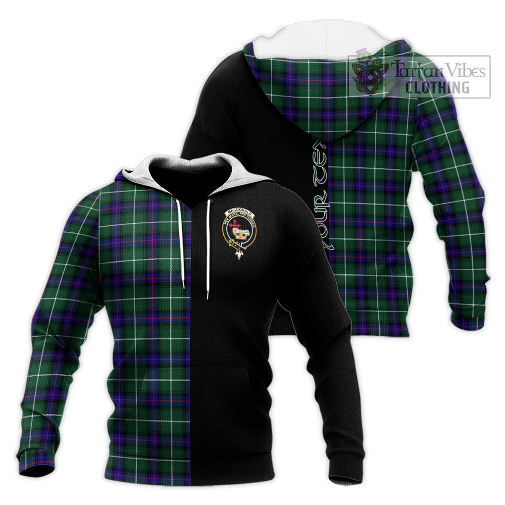 MacDonald of the Isles Hunting Modern Tartan Knitted Hoodie with Family Crest and Half Of Me Style Unisex Knitted Pullover Hoodie - Tartanvibesclothing Shop