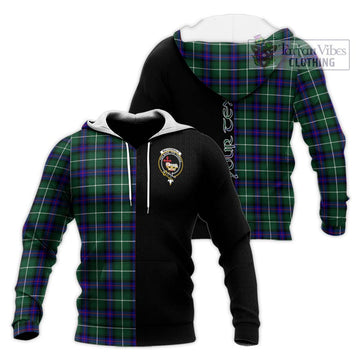 MacDonald of the Isles Hunting Modern Tartan Knitted Hoodie with Family Crest and Half Of Me Style