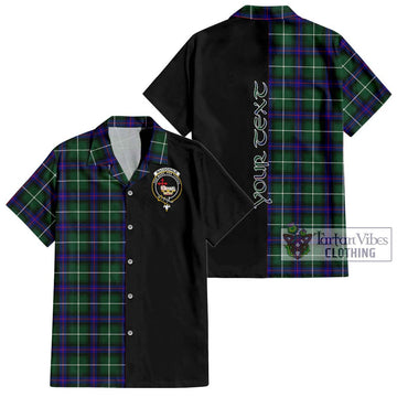 MacDonald of the Isles Hunting Modern Tartan Short Sleeve Button Shirt with Family Crest and Half Of Me Style