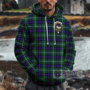 MacDonald of the Isles Hunting Modern Tartan Cotton Hoodie with Family Crest