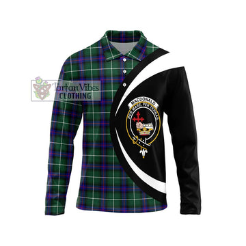 MacDonald of the Isles Hunting Modern Tartan Long Sleeve Polo Shirt with Family Crest Circle Style