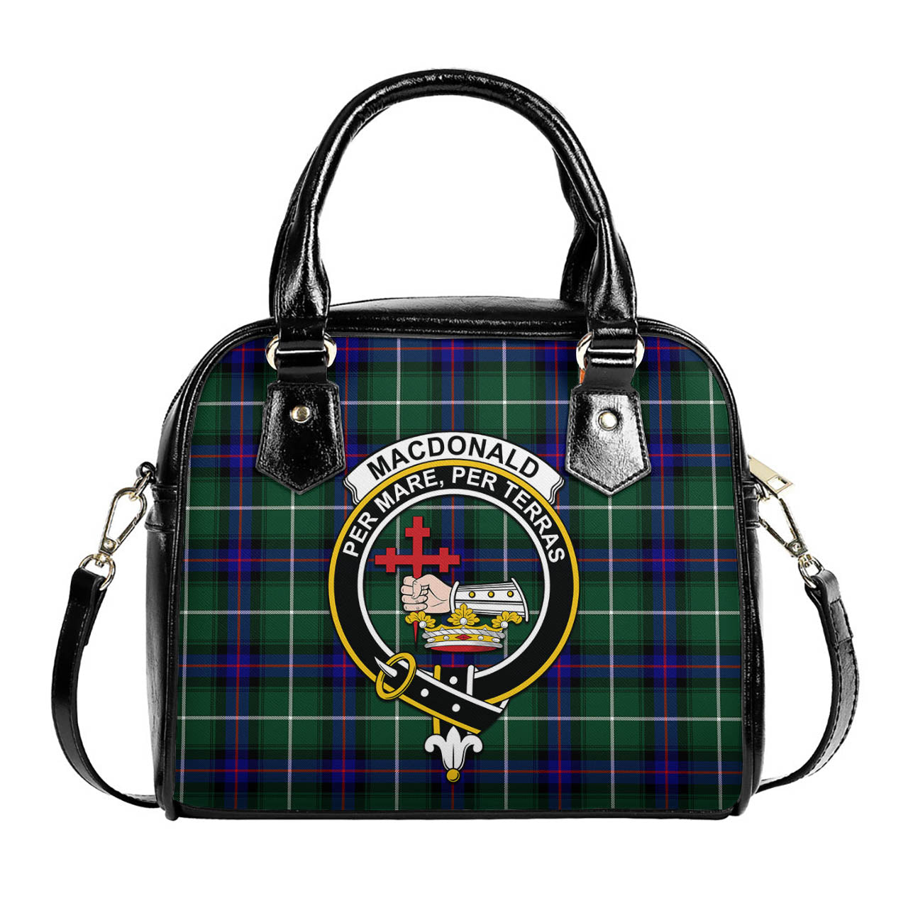 MacDonald of the Isles Hunting Modern Tartan Shoulder Handbags with Family Crest One Size 6*25*22 cm - Tartanvibesclothing