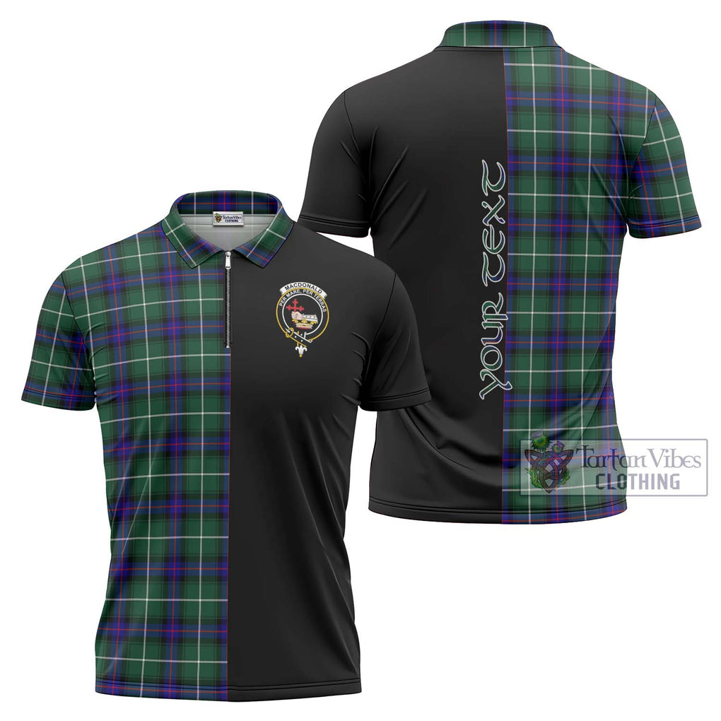 MacDonald of the Isles Hunting Modern Tartan Zipper Polo Shirt with Family Crest and Half Of Me Style Unisex - Tartanvibesclothing Shop