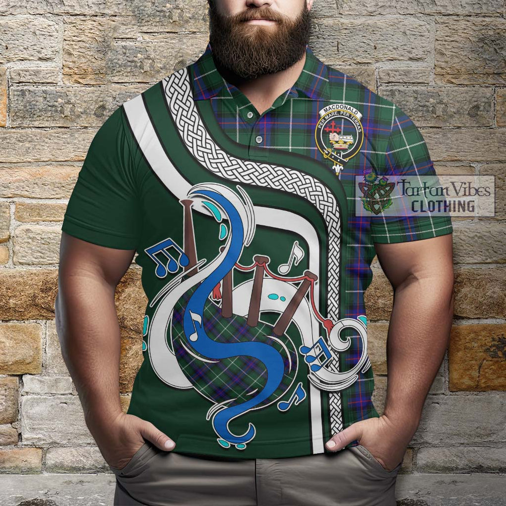 Tartan Vibes Clothing MacDonald of the Isles Hunting Modern Tartan Polo Shirt with Epic Bagpipe Style