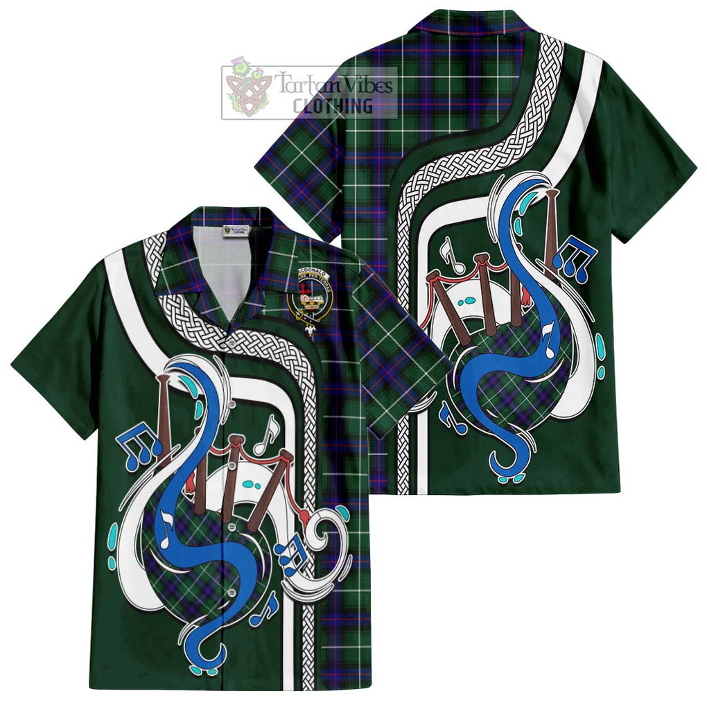 MacDonald of the Isles Hunting Modern Tartan Short Sleeve Button Shirt with Epic Bagpipe Style Kid - Tartanvibesclothing Shop