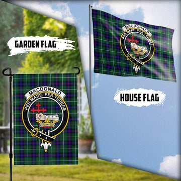 MacDonald of the Isles Hunting Modern Tartan Flag with Family Crest