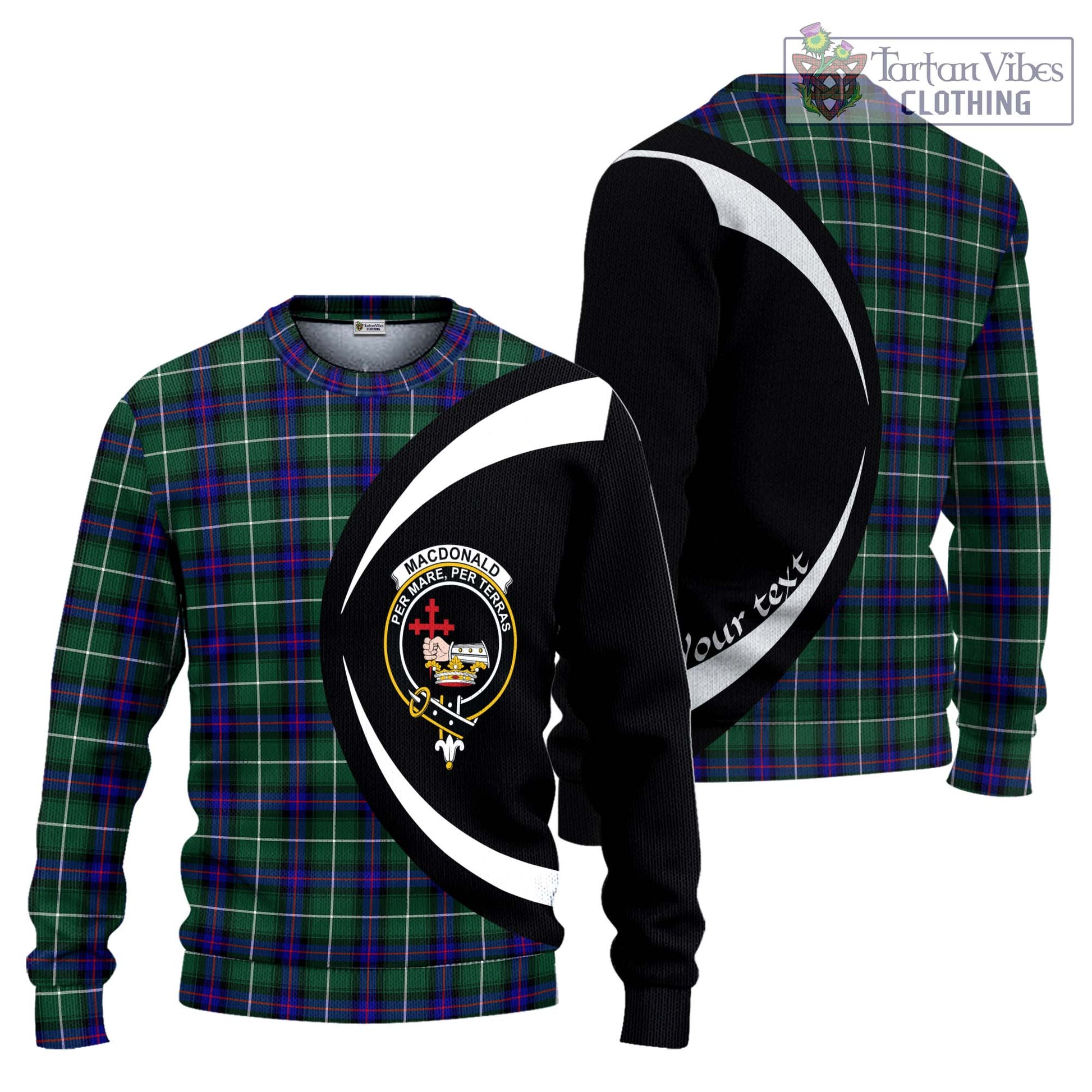 MacDonald of the Isles Hunting Modern Tartan Knitted Sweater with Family Crest Circle Style Unisex - Tartan Vibes Clothing