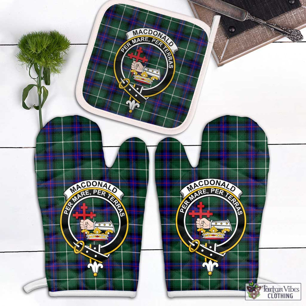 MacDonald of the Isles Hunting Modern Tartan Combo Oven Mitt & Pot-Holder with Family Crest Combo 1 Oven Mitt & 1 Pot-Holder White - Tartan Vibes Clothing