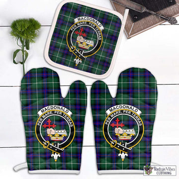 MacDonald of the Isles Hunting Modern Tartan Combo Oven Mitt & Pot-Holder with Family Crest