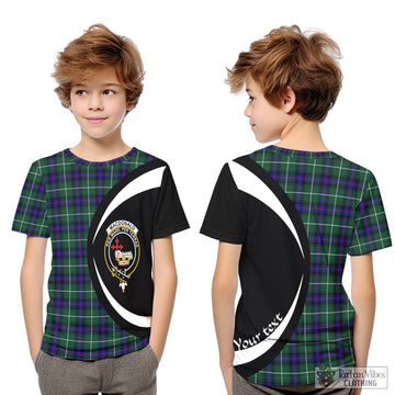 MacDonald of the Isles Hunting Modern Tartan Kid T-Shirt with Family Crest Circle Style