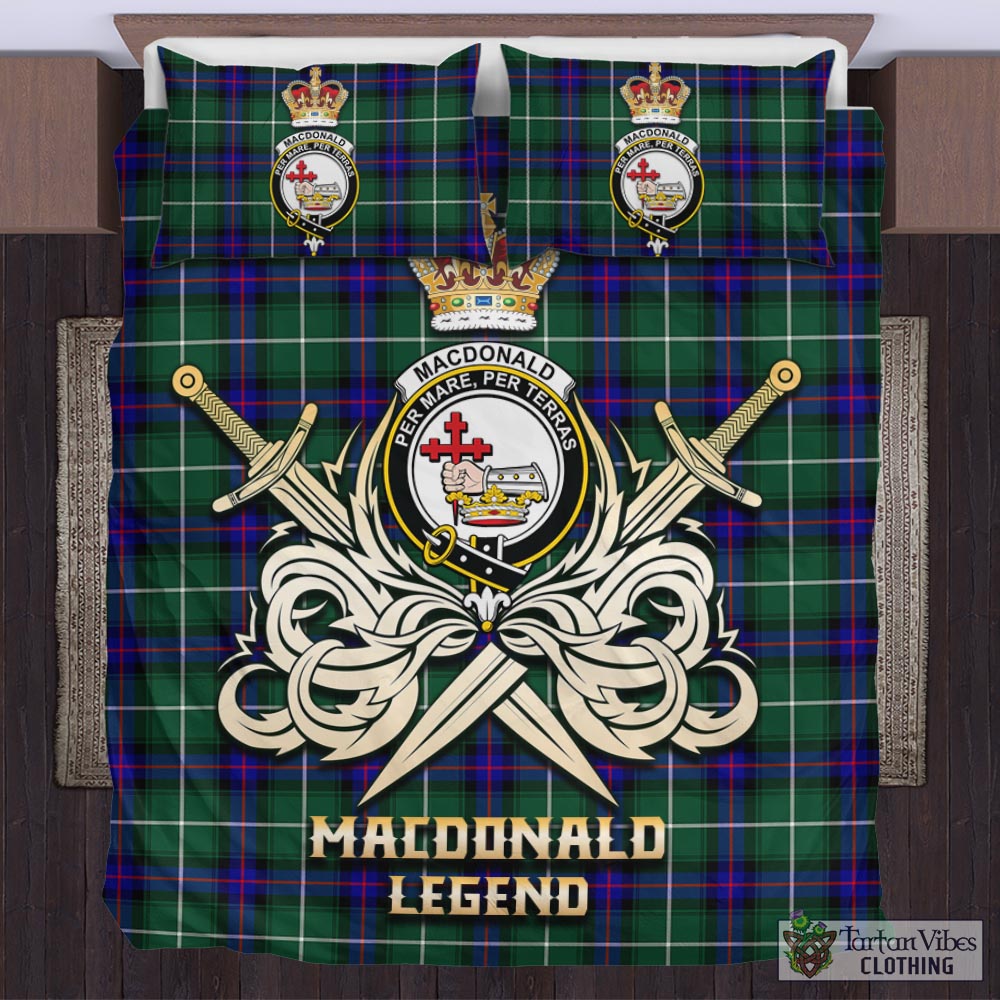 Tartan Vibes Clothing MacDonald of the Isles Hunting Modern Tartan Bedding Set with Clan Crest and the Golden Sword of Courageous Legacy