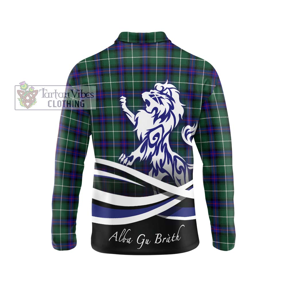 MacDonald of the Isles Hunting Modern Tartan Long Sleeve Polo Shirt with Alba Gu Brath Regal Lion Emblem - Tartanvibesclothing Shop