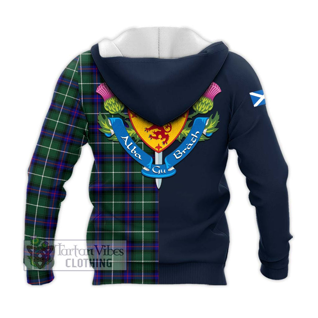 Tartan Vibes Clothing MacDonald of the Isles Hunting Modern Tartan Knitted Hoodie with Scottish Lion Royal Arm Half Style