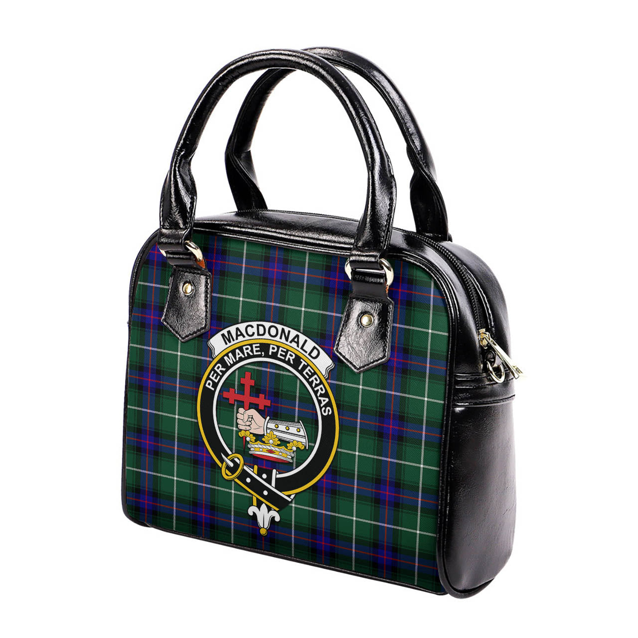 MacDonald of the Isles Hunting Modern Tartan Shoulder Handbags with Family Crest - Tartanvibesclothing