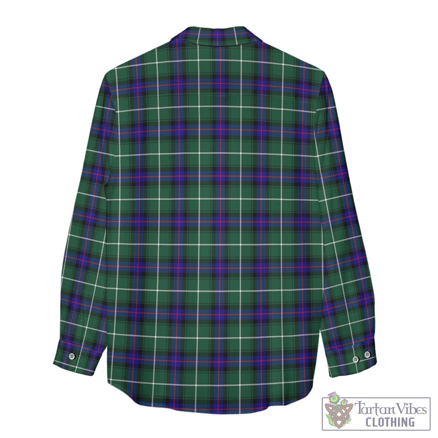 Tartan Vibes Clothing MacDonald of the Isles Hunting Modern Tartan Womens Casual Shirt with Family Crest