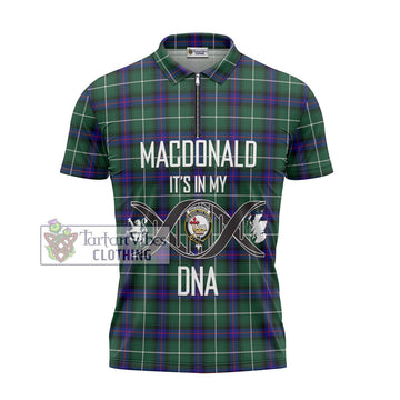 MacDonald of the Isles Hunting Modern Tartan Zipper Polo Shirt with Family Crest DNA In Me Style