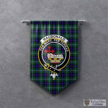 MacDonald of the Isles Hunting Modern Tartan Gonfalon, Tartan Banner with Family Crest