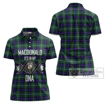 MacDonald of the Isles Hunting Modern Tartan Women's Polo Shirt with Family Crest DNA In Me Style