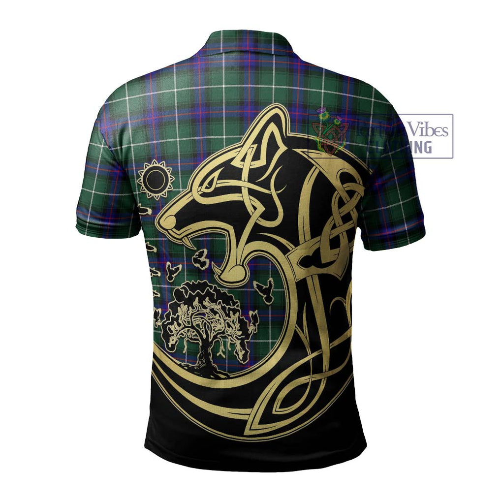 MacDonald of the Isles Hunting Modern Tartan Polo Shirt with Family Crest Celtic Wolf Style - Tartanvibesclothing Shop