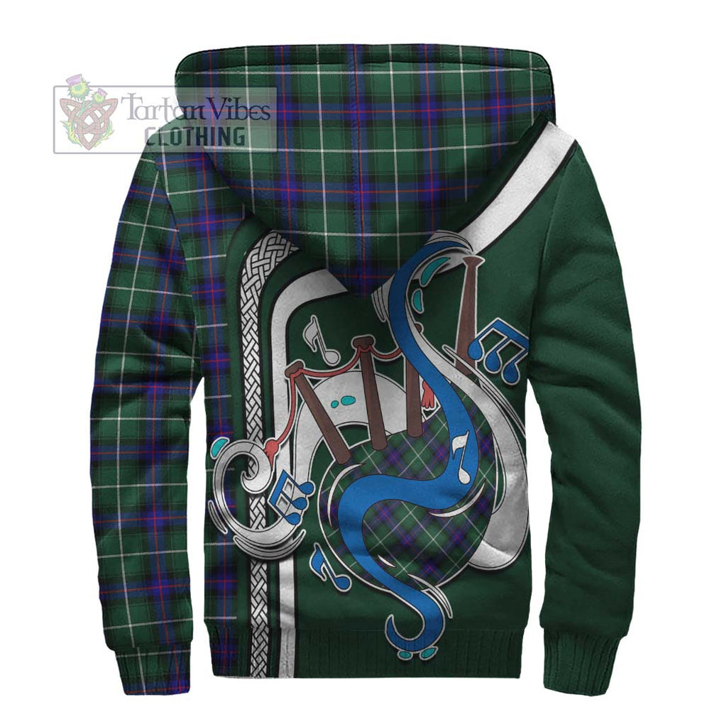 MacDonald of the Isles Hunting Modern Tartan Sherpa Hoodie with Epic Bagpipe Style - Tartanvibesclothing Shop