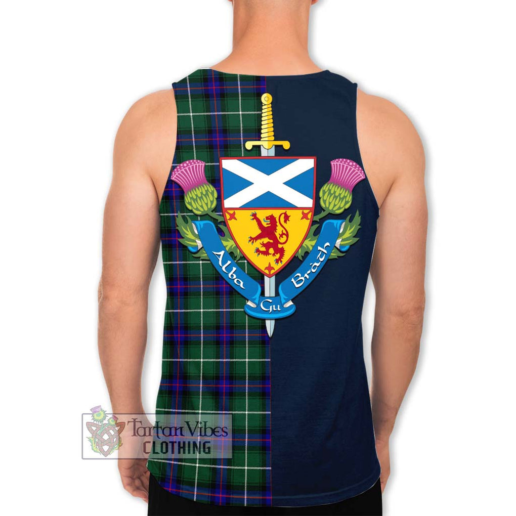 Tartan Vibes Clothing MacDonald of the Isles Hunting Modern Tartan Men's Tank Top with Scottish Lion Royal Arm Half Style