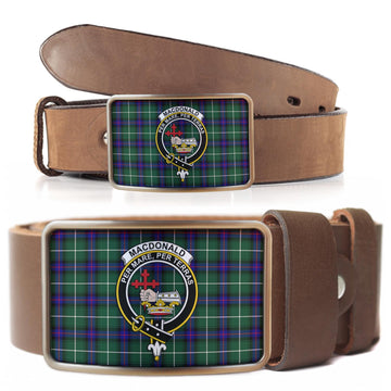 MacDonald of the Isles Hunting Modern Tartan Belt Buckles with Family Crest