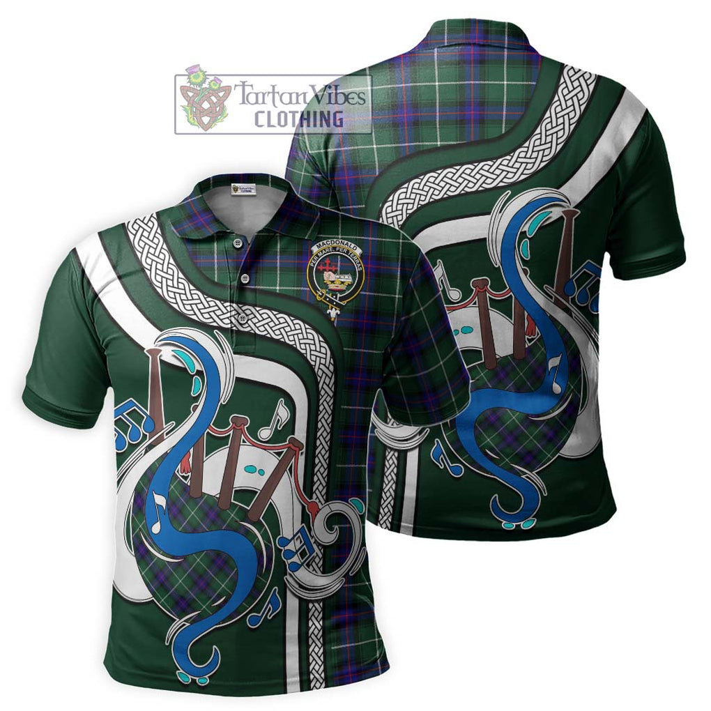 Tartan Vibes Clothing MacDonald of the Isles Hunting Modern Tartan Polo Shirt with Epic Bagpipe Style