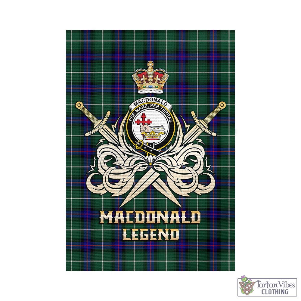 Tartan Vibes Clothing MacDonald of the Isles Hunting Modern Tartan Flag with Clan Crest and the Golden Sword of Courageous Legacy