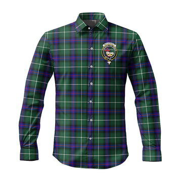 MacDonald of the Isles Hunting Modern Tartan Long Sleeve Button Up Shirt with Family Crest