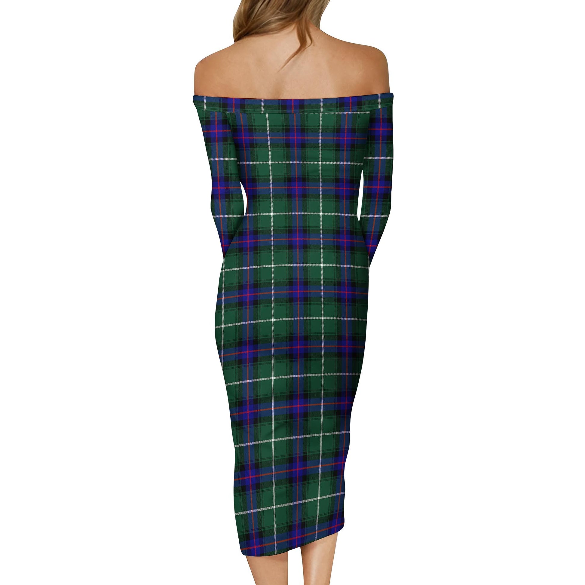 MacDonald of the Isles Hunting Modern Tartan Off Shoulder Lady Dress - Tartanvibesclothing