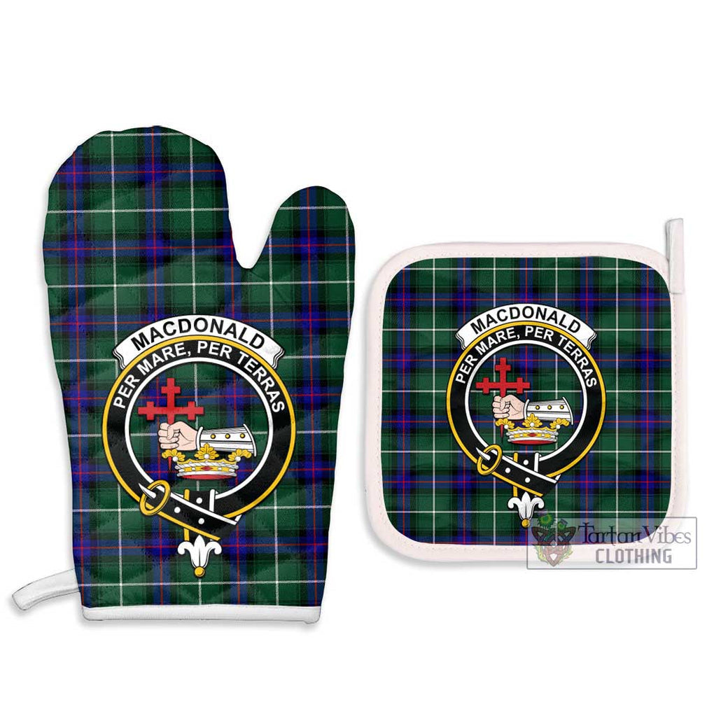 MacDonald of the Isles Hunting Modern Tartan Combo Oven Mitt & Pot-Holder with Family Crest Combo 1 Oven Mitt & 2 Pot-Holder White - Tartan Vibes Clothing