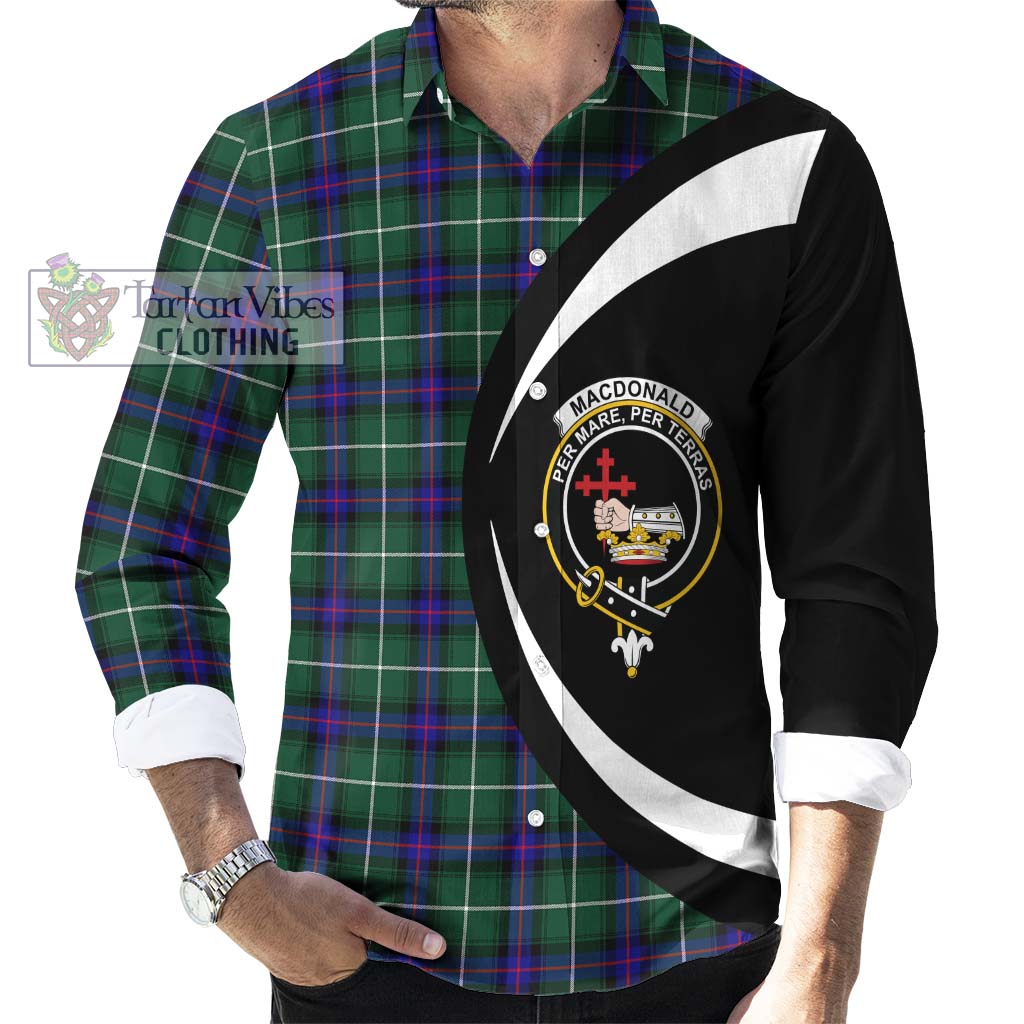 MacDonald of the Isles Hunting Modern Tartan Long Sleeve Button Up with Family Crest Circle Style - Tartan Vibes Clothing