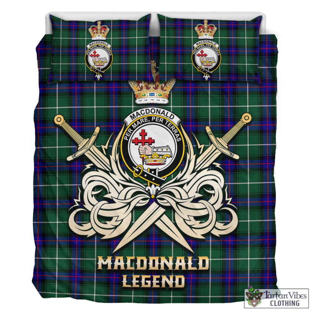 Tartan Vibes Clothing MacDonald of the Isles Hunting Modern Tartan Bedding Set with Clan Crest and the Golden Sword of Courageous Legacy