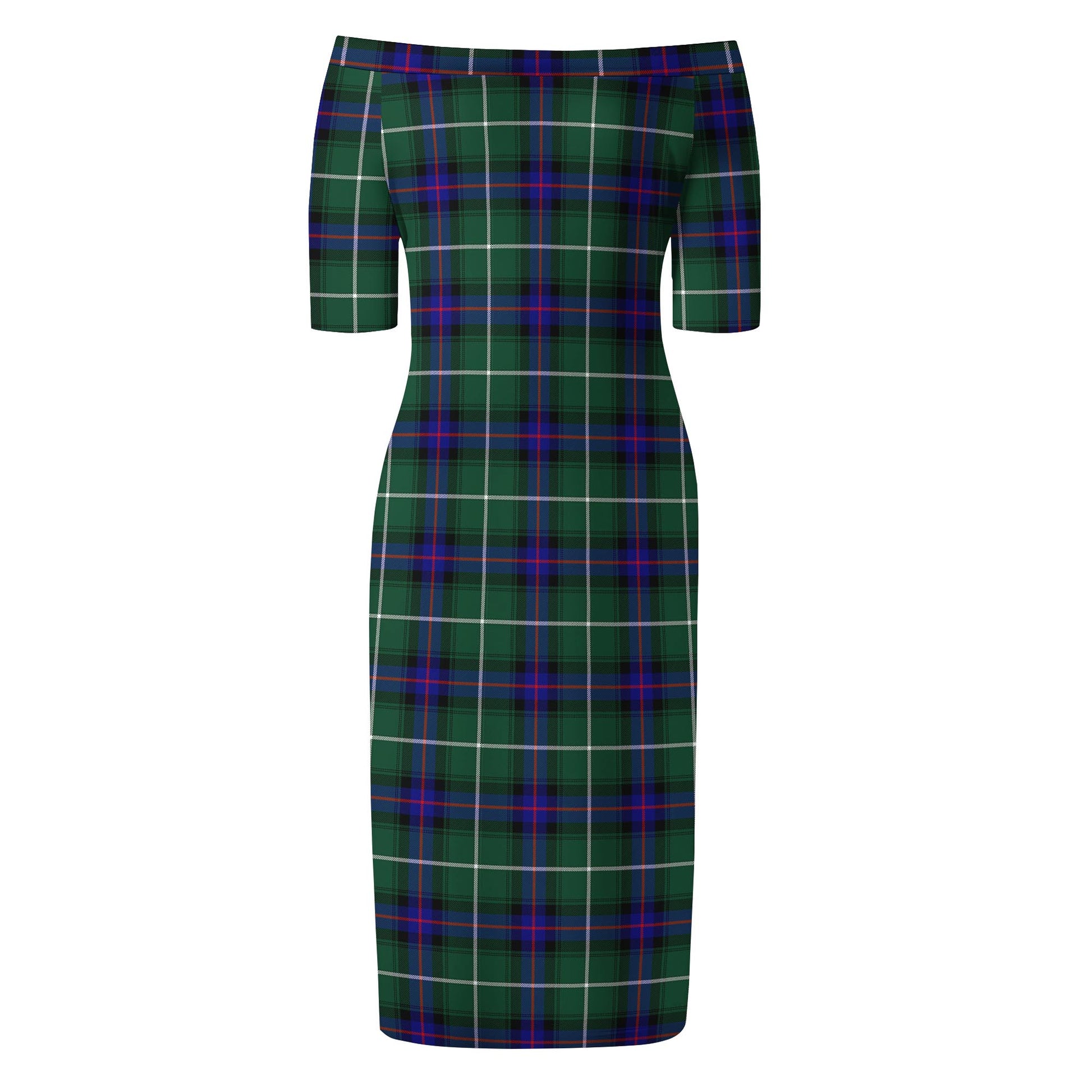 MacDonald of the Isles Hunting Modern Tartan Off Shoulder Lady Dress - Tartanvibesclothing