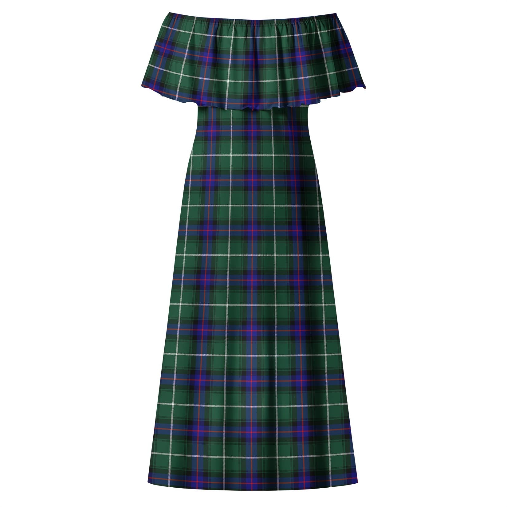 MacDonald of the Isles Hunting Modern Tartan Off Shoulder Long Dress - Tartanvibesclothing