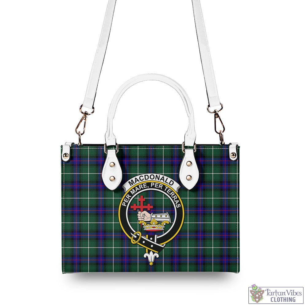 Tartan Vibes Clothing MacDonald of the Isles Hunting Modern Tartan Luxury Leather Handbags with Family Crest