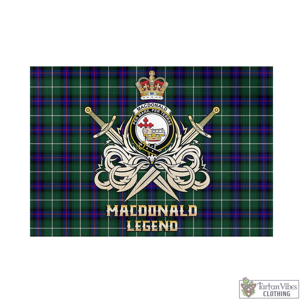 Tartan Vibes Clothing MacDonald of the Isles Hunting Modern Tartan Flag with Clan Crest and the Golden Sword of Courageous Legacy