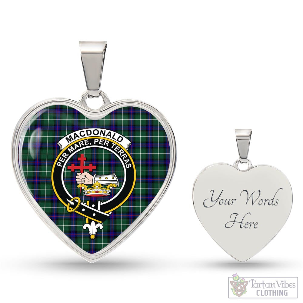 Tartan Vibes Clothing MacDonald of the Isles Hunting Modern Tartan Heart Necklace with Family Crest