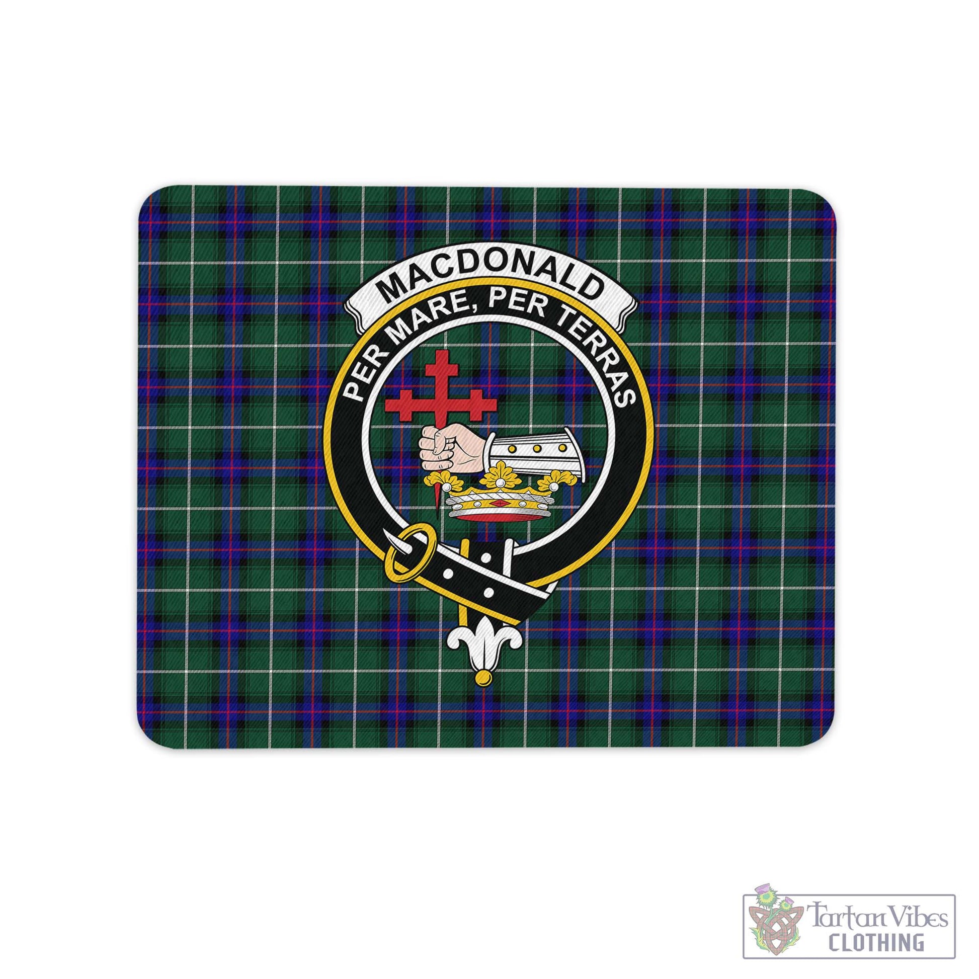 Tartan Vibes Clothing MacDonald of the Isles Hunting Modern Tartan Mouse Pad with Family Crest