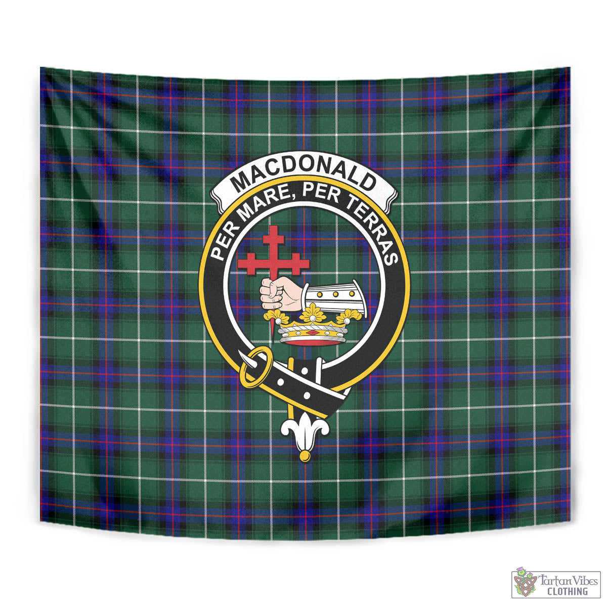 Tartan Vibes Clothing MacDonald of the Isles Hunting Modern Tartan Tapestry Wall Hanging and Home Decor for Room with Family Crest