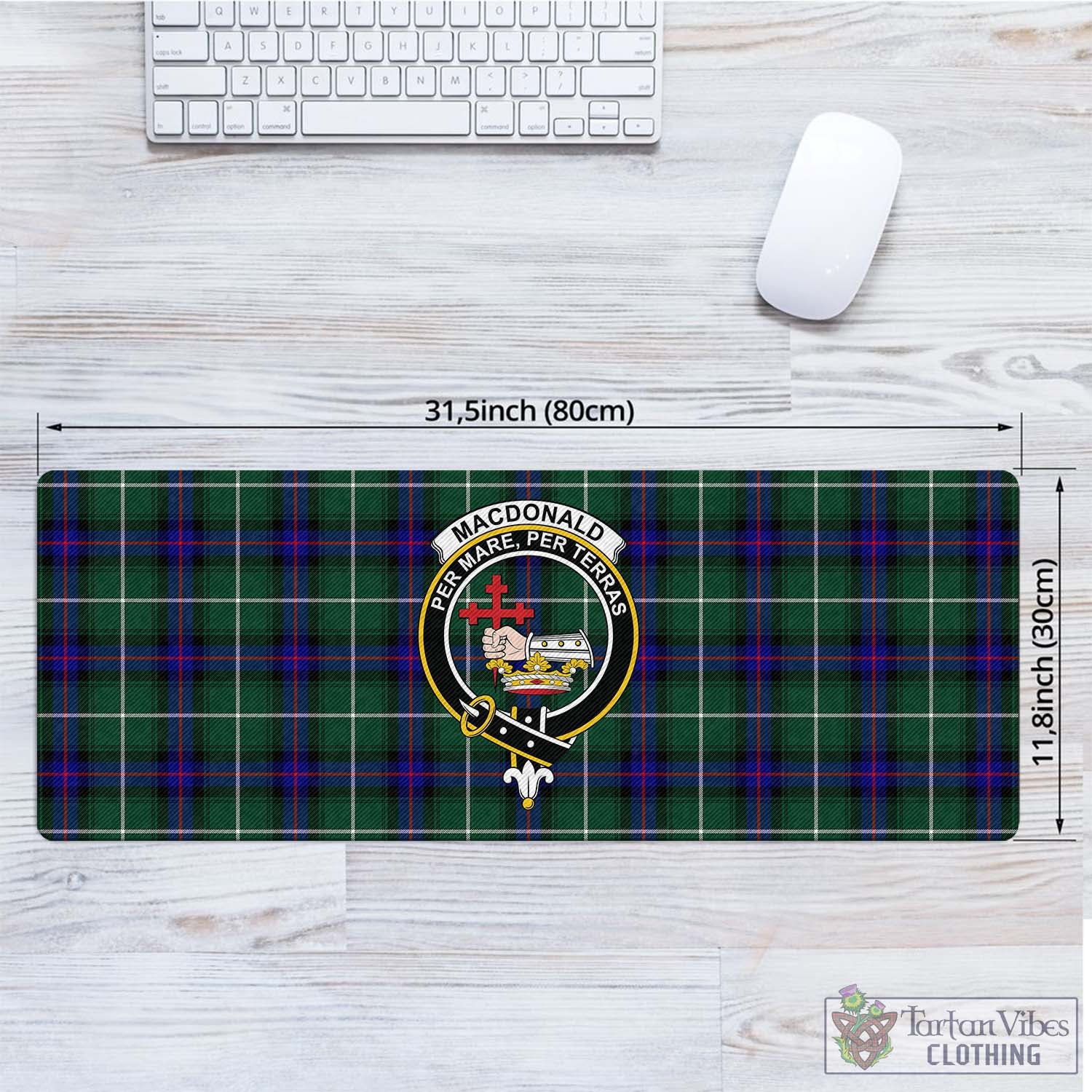 Tartan Vibes Clothing MacDonald of the Isles Hunting Modern Tartan Mouse Pad with Family Crest