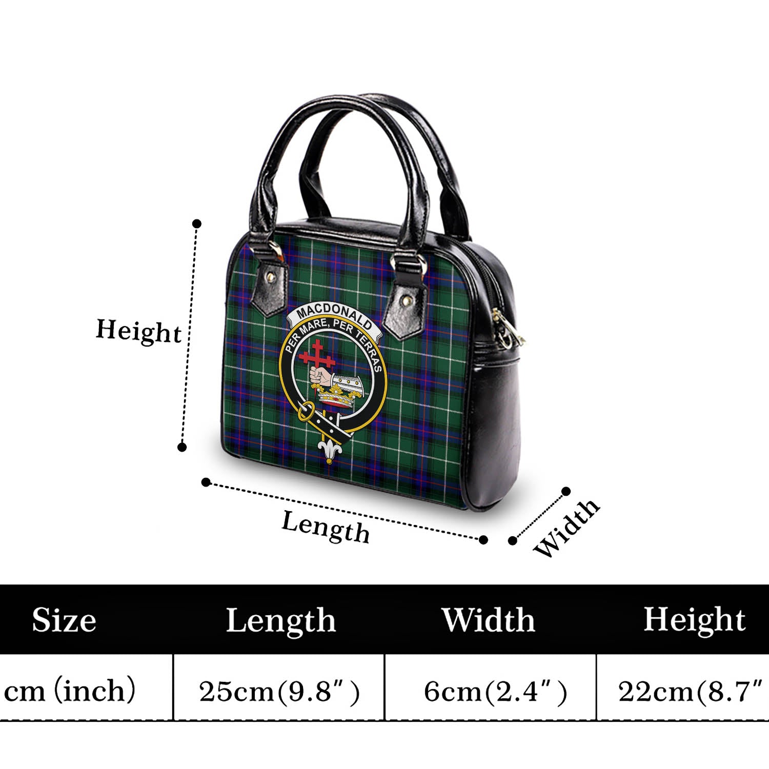 MacDonald of the Isles Hunting Modern Tartan Shoulder Handbags with Family Crest - Tartanvibesclothing